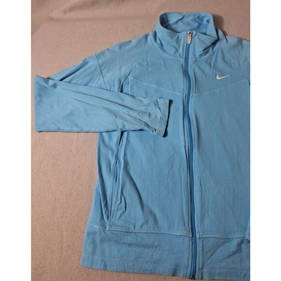Nike Vintage Jogger Full Zip Womens L Light Blue Long Sleeve Cotton - Picture 2 of 9